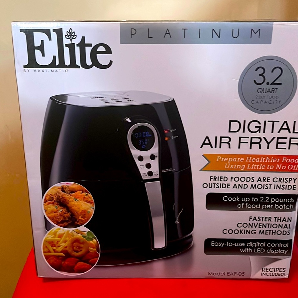 Elite Digital Air Fryer 3.2 Quart Black